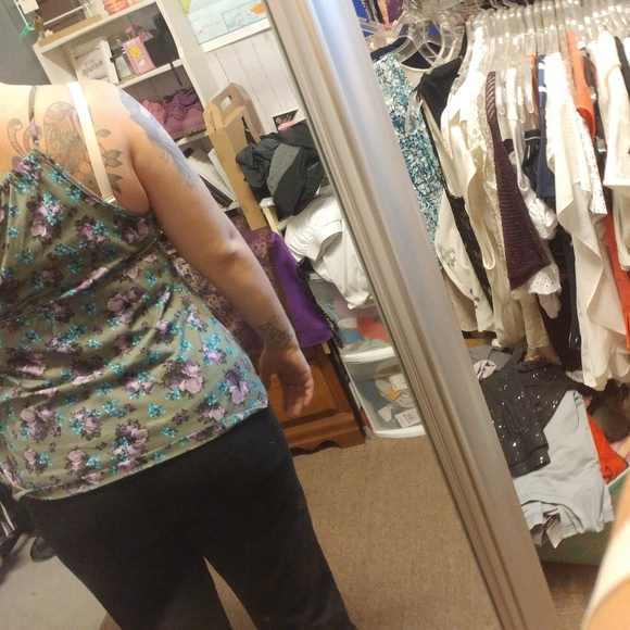 Decree • Floral Y2k Taupe Babydoll Crochet Flowy Tank Top Womens Large Juniors - Picture 9 of 9